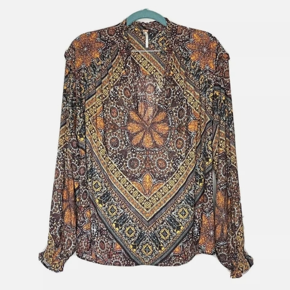 Free People Little Runaway Medallion Print Blouse